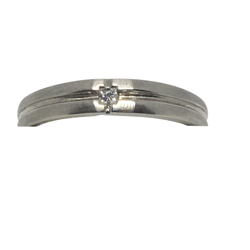 White Gold Matt Ring with Diamond