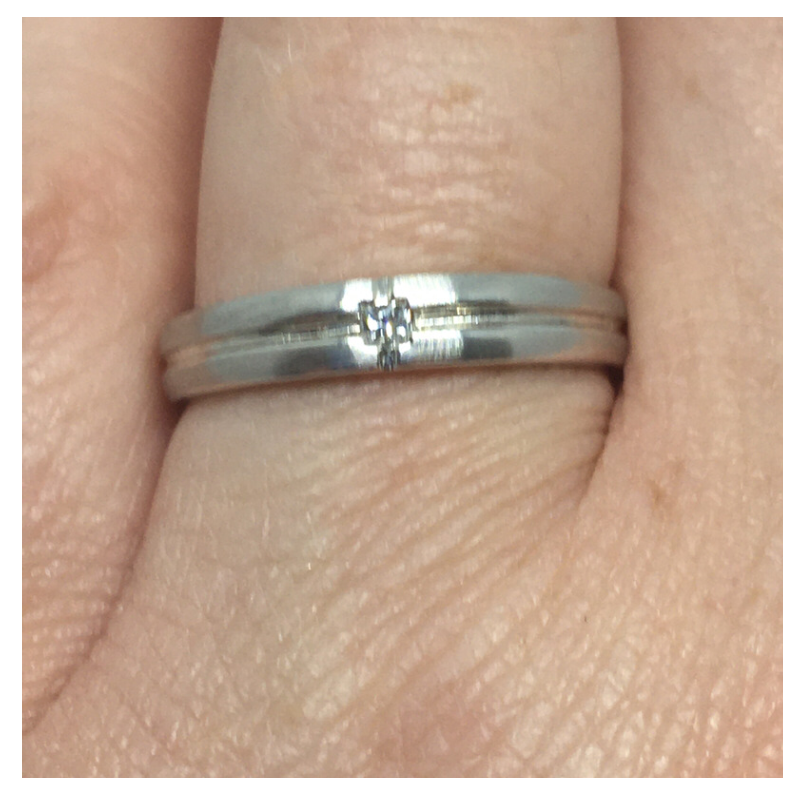 White Gold Matt Ring with Diamond