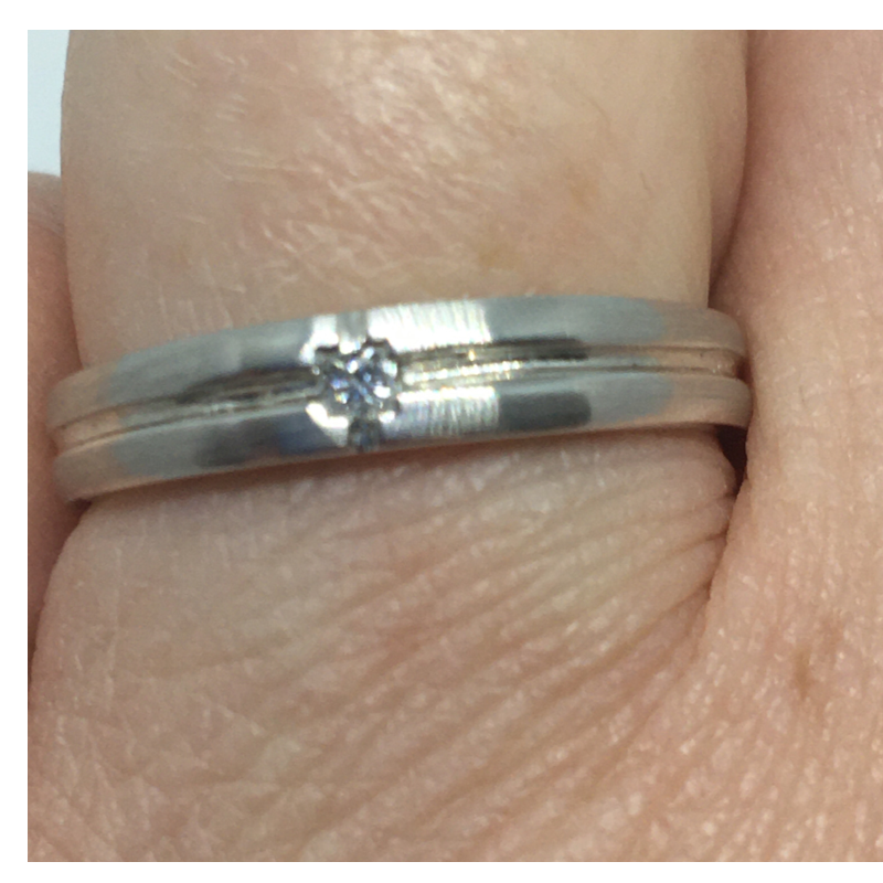 White Gold Matt Ring with Diamond