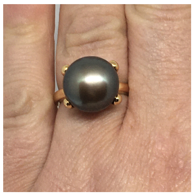 Rose Coloured Ring with Bronze Pearl