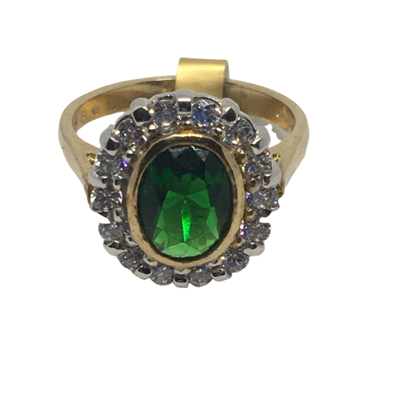 Large Emerald Cluster Ring