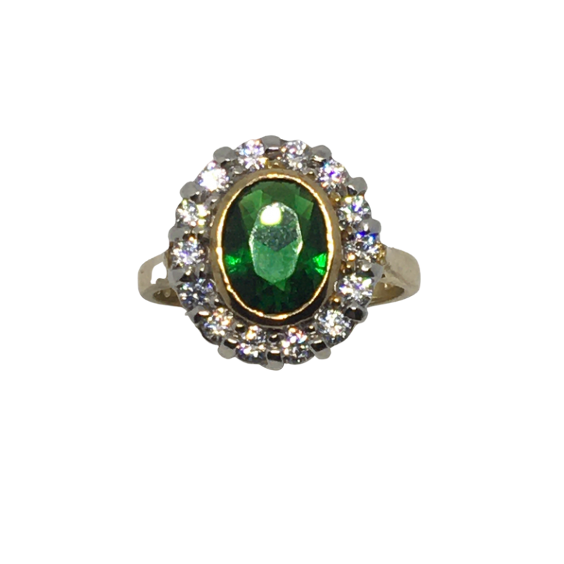 Large Emerald Cluster Ring