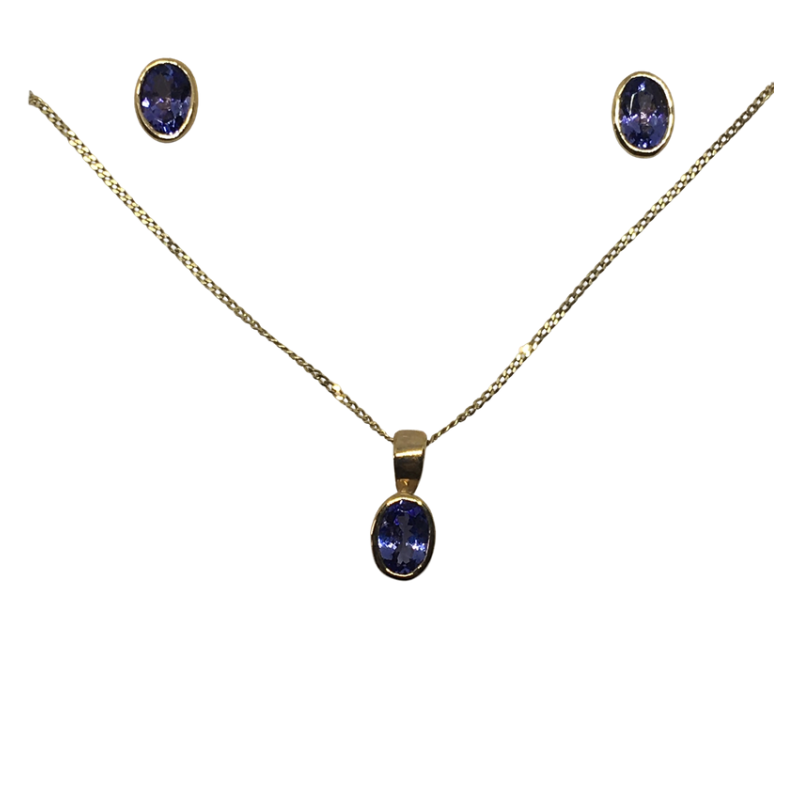 9ct Gold Tanzanite Pendant &amp; Earring set