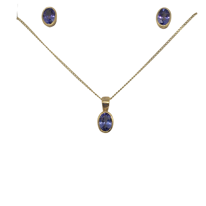 9ct Gold Tanzanite Pendant &amp; Earring set