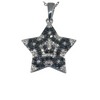 White Gold Star Shaped Pendant with White &amp; Black Diamonds