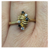 9ct Gold Dress Ring set with Dark Sapphire and Clear stones