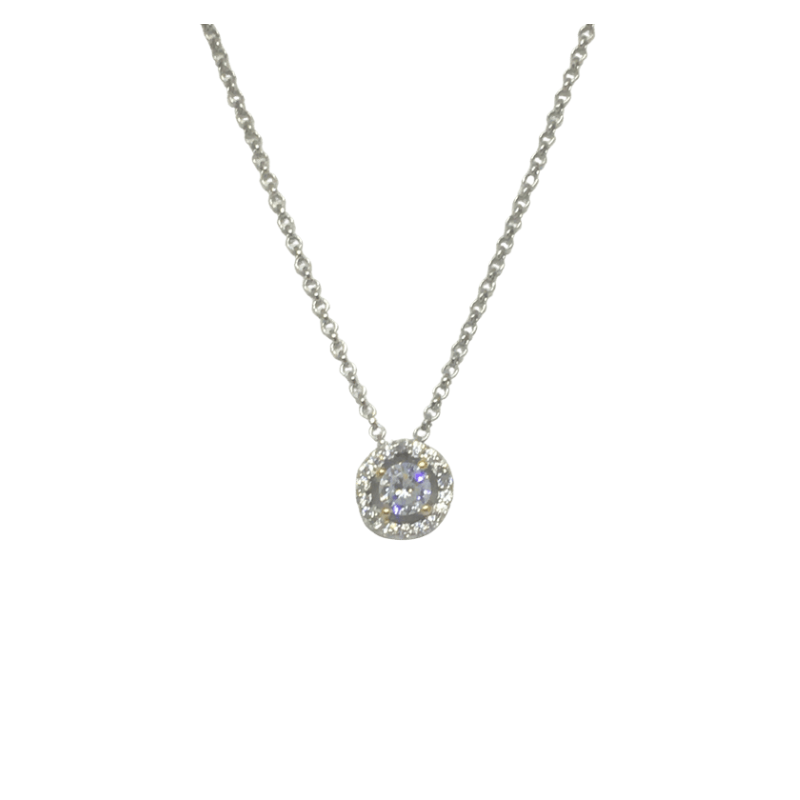 Silver Chain with small clear stone pendant