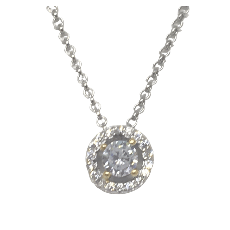 Silver Chain with small clear stone pendant