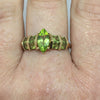 Gold Ring with five Peridot colour Stones