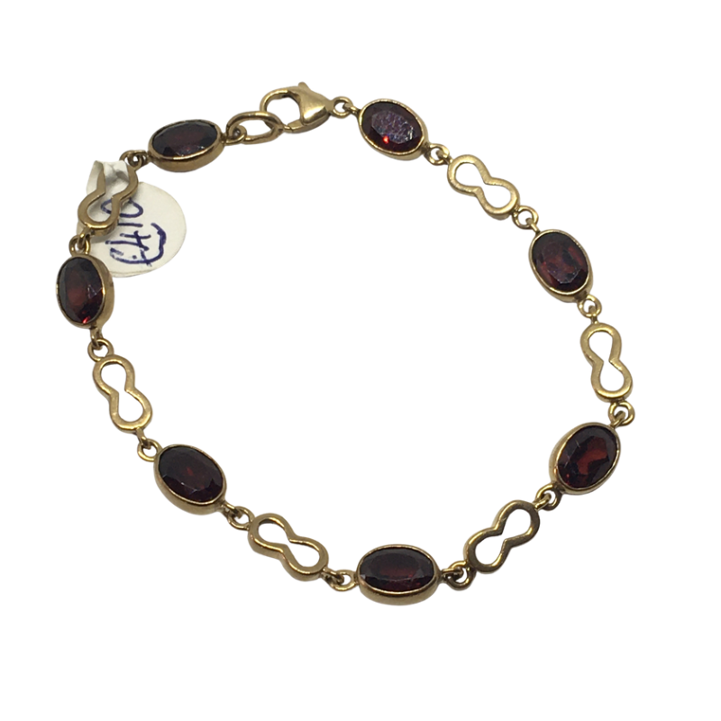 9ct Gold Bracelet with Garnet Stones