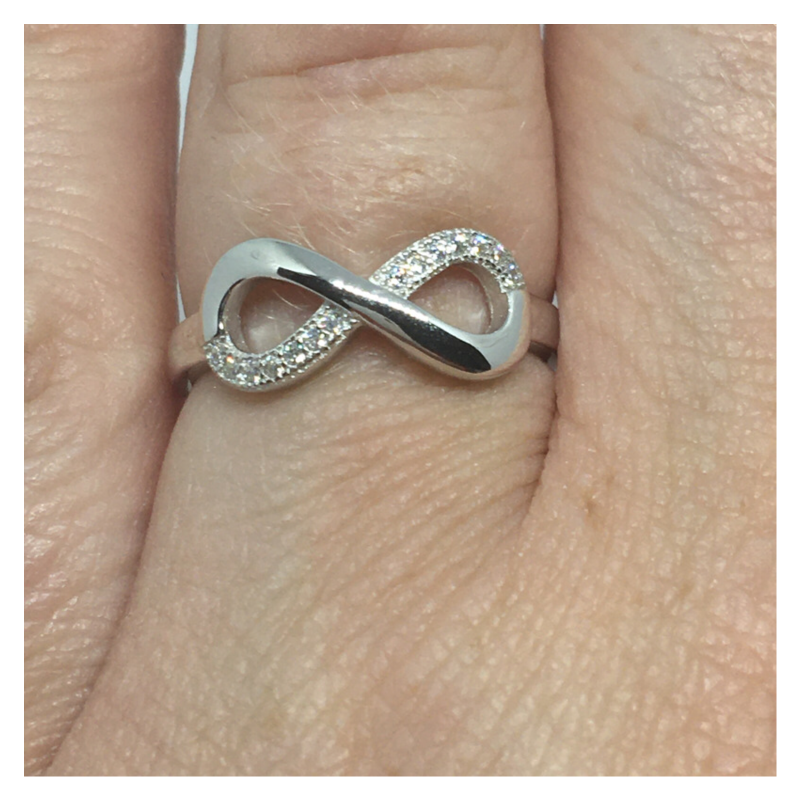 Sterling Silver Stone Set Infinity Ring