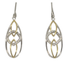 Sterling Silver drop earrings with some gold and clear stone design