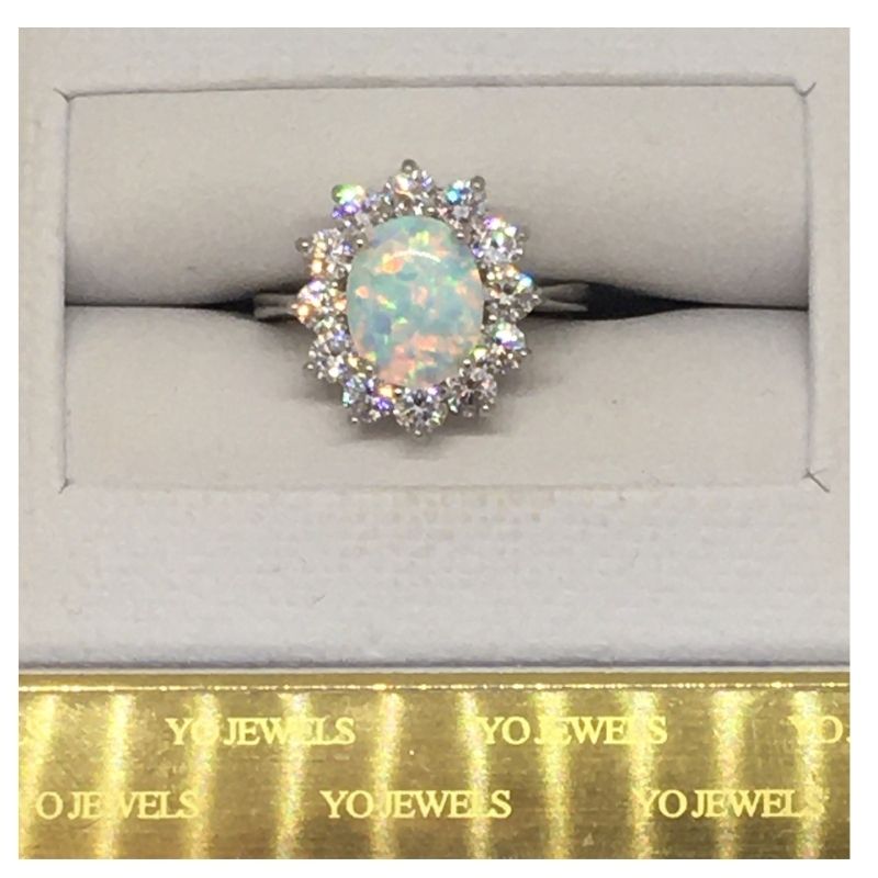 Sterling Silver Opal Cluster Ring