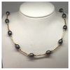 Fresh Water Cultured Pewter coloured Pearls on a gold chain