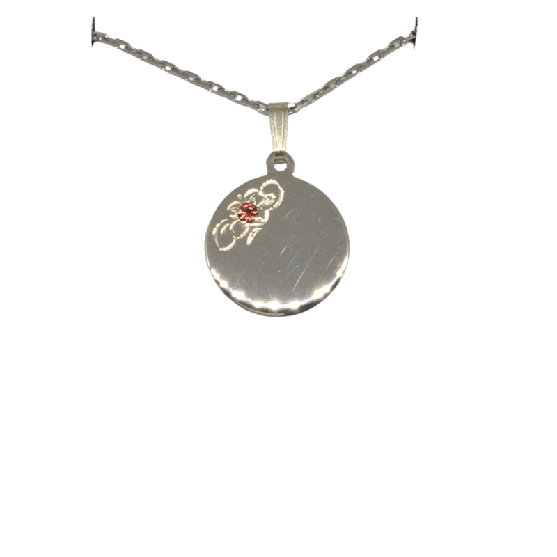 Silver Disc Pendant with Stone