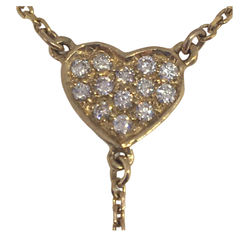 9ct Gold Double Heart drop pendant with Diamonds
