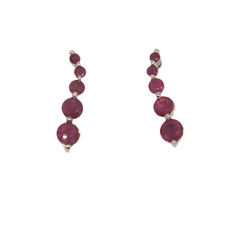 Sterling Silver Ruby Drop Earrings