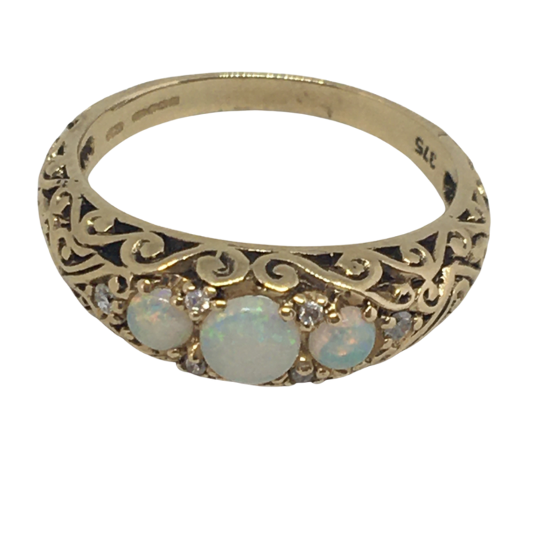 Stunning Antique Three Stone Opal Ring