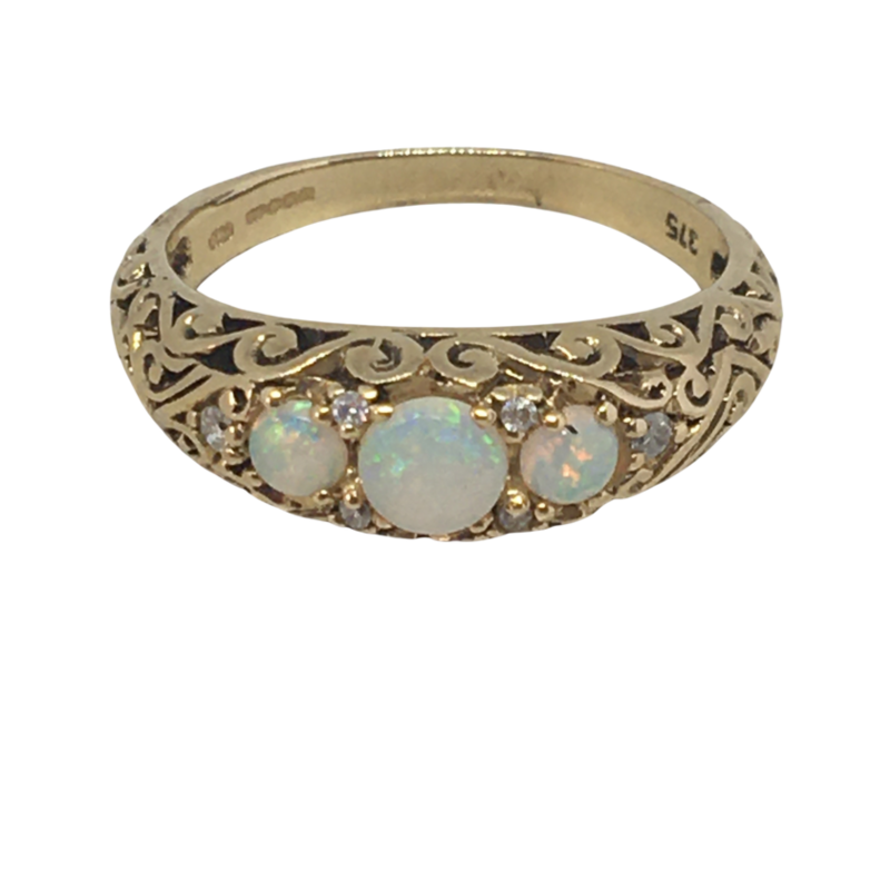 Stunning Antique Three Stone Opal Ring