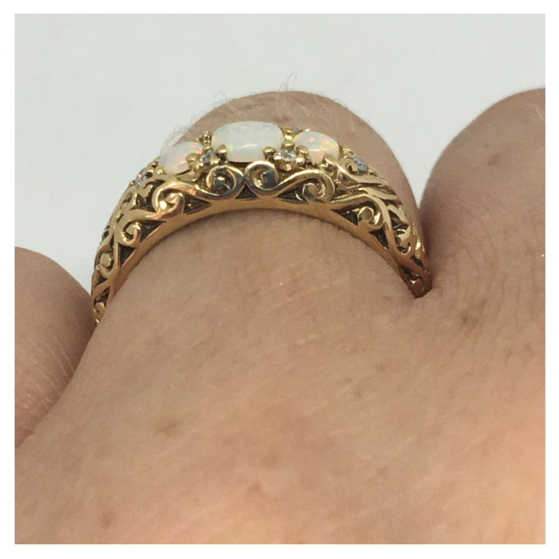 Stunning Antique Three Stone Opal Ring