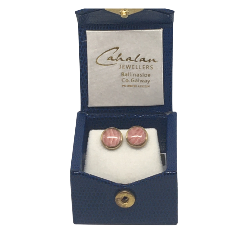 9ct Gold Banded Agate Stone Stud Earrings