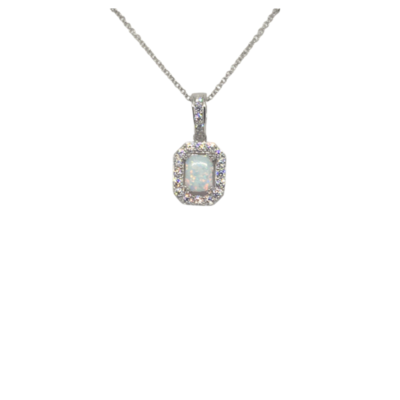 Square Stone set Opal Pendant