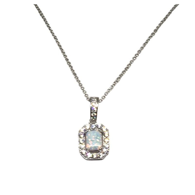 Square Stone set Opal Pendant