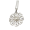 Sterling Silver Flower Shaped Pendant with Pearl
