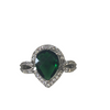 Sterling Silver Ring with Pear Shaped Emerald Stone
