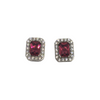 Sterling Silver Square Cluster Red Stone Earrings