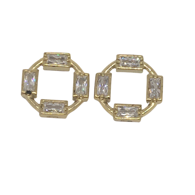 Stunning Round Earrings with Rectangular Clear Stones      Paul Costelloe