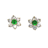 Stunning 9ct Gold Flower Earrings with Centre Green Stone