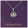 Sterling Silver Claddagh Pendant with December Birthstone