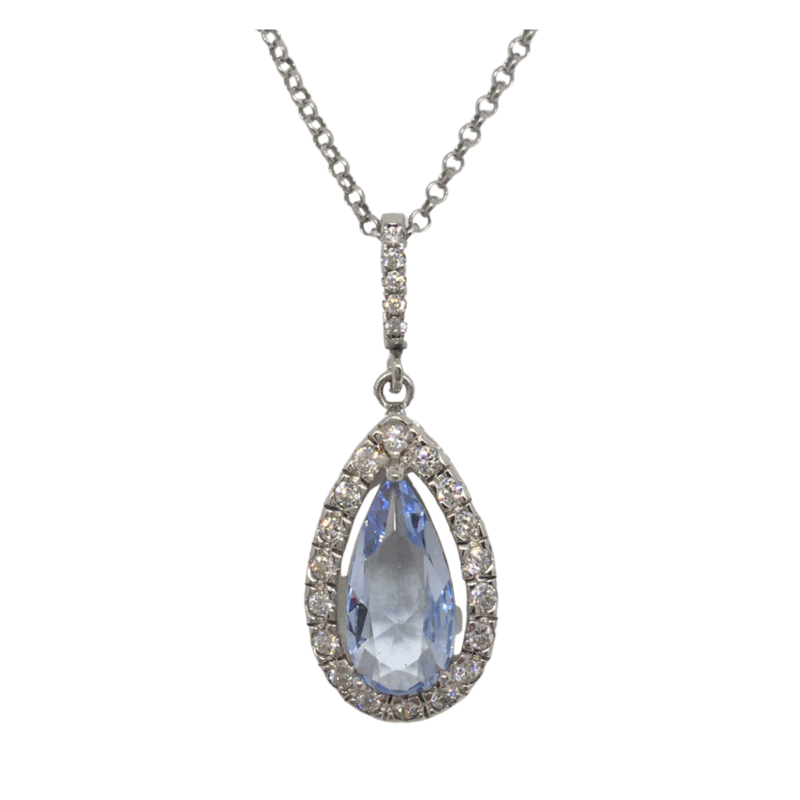 Sterling Silver Aquamarine Drop Pendant