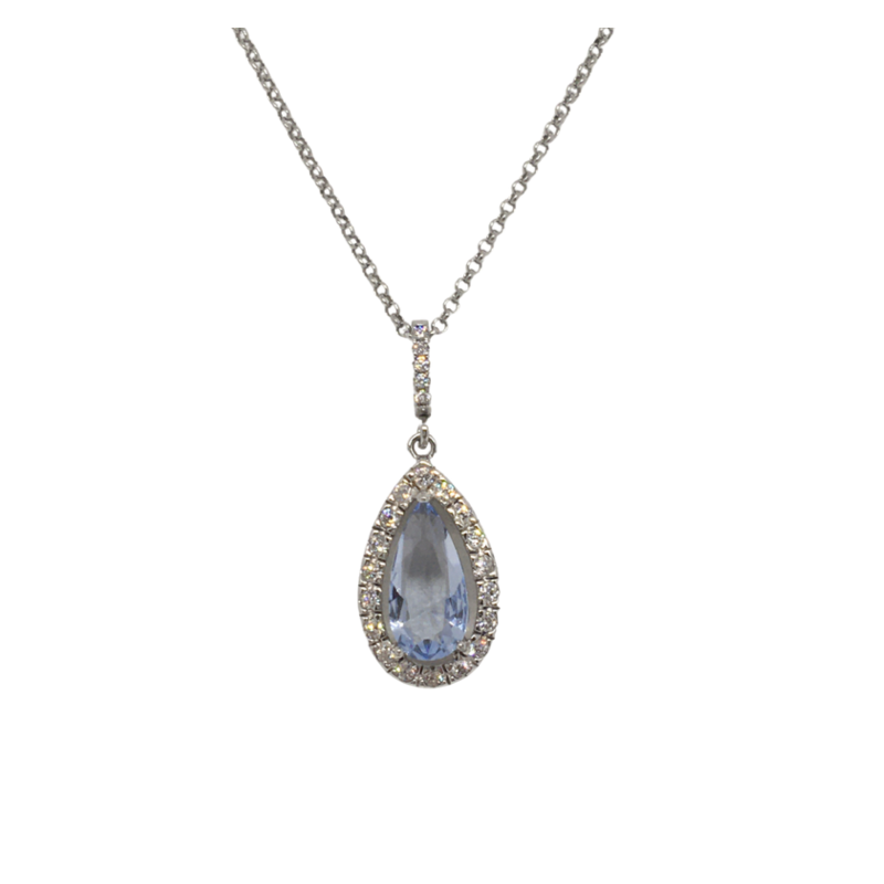 Sterling Silver Aquamarine Drop Pendant