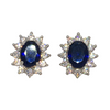 Yo Jewels - Sapphire With CZ Stone Surround Stud Earrings