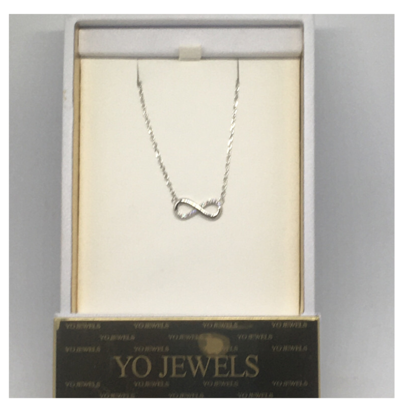 Sterling Silver Stone Set Infinity Pendant