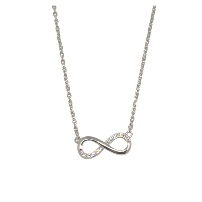 Sterling Silver Stone Set Infinity Pendant