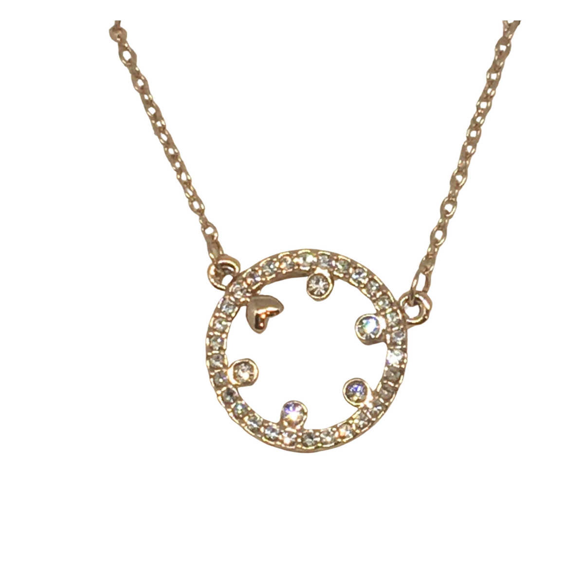 Rose Gold Stone Set Circle Pendant