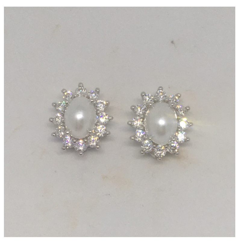Sterling Silver Pearl Cluster Earrings