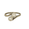 9kt Gold Ring with Cross over Pearls