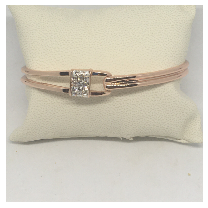 Rose Gold Bracelet with Clear Stone Square