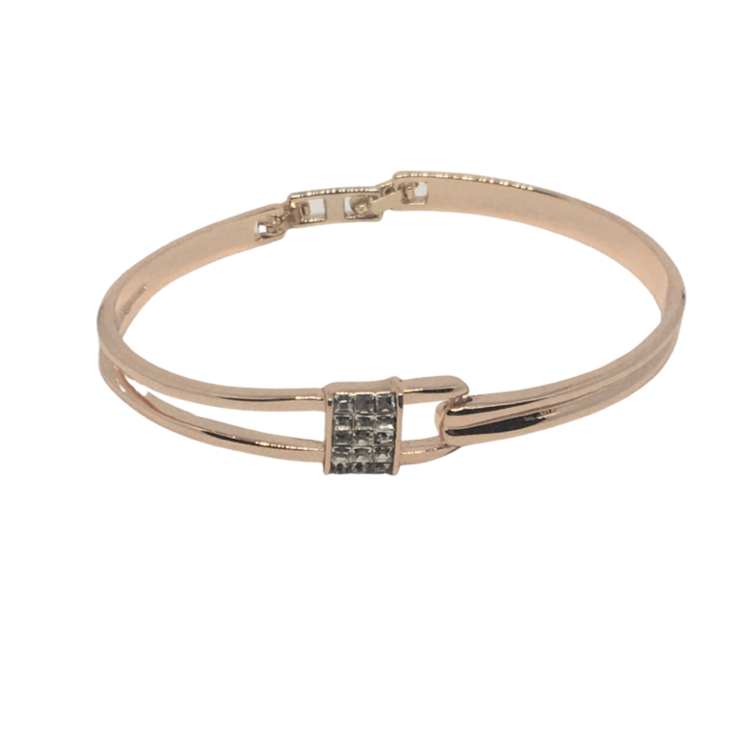 Rose Gold Bracelet with Clear Stone Square