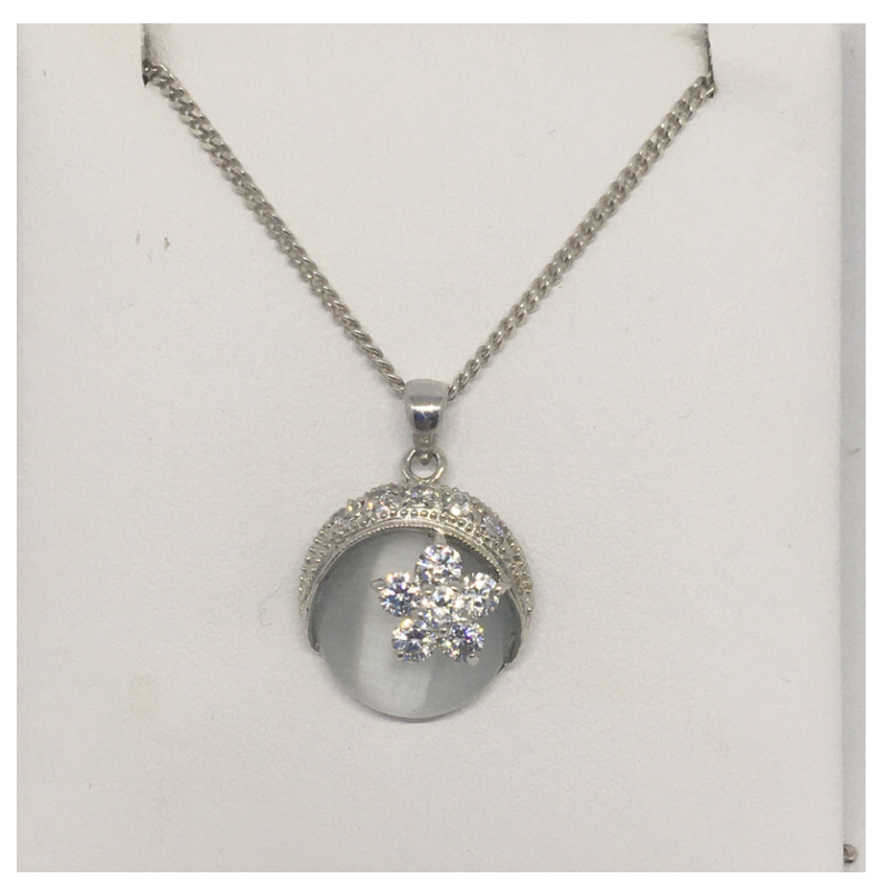 Sterling Silver Chain with Moonstone Pendant