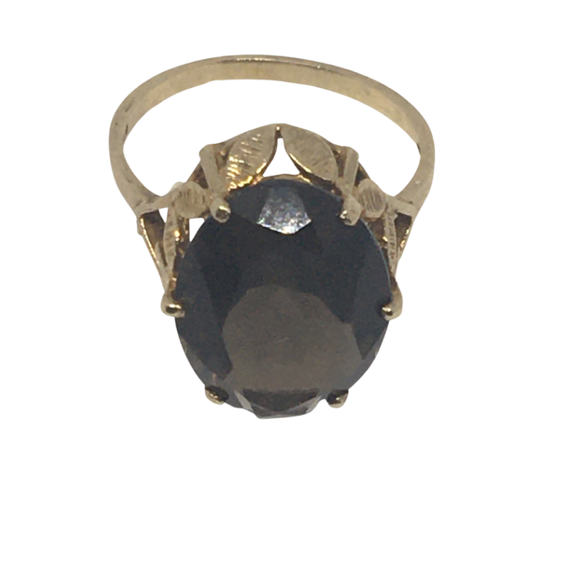 9kt Gold Ring with Dark Amber Stone