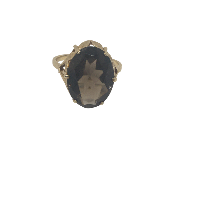 9kt Gold Ring with Dark Amber Stone