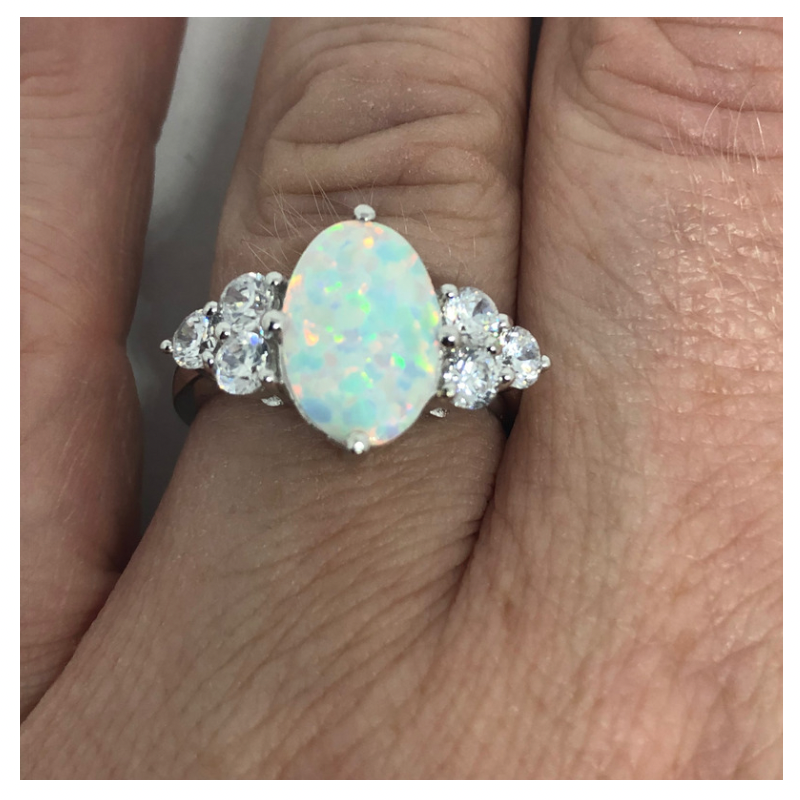 Sterling Silver Oval Opal Ring    Yo Jewels