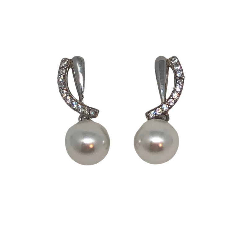 Sterling Silver Stone Set Earrings with Pearls
