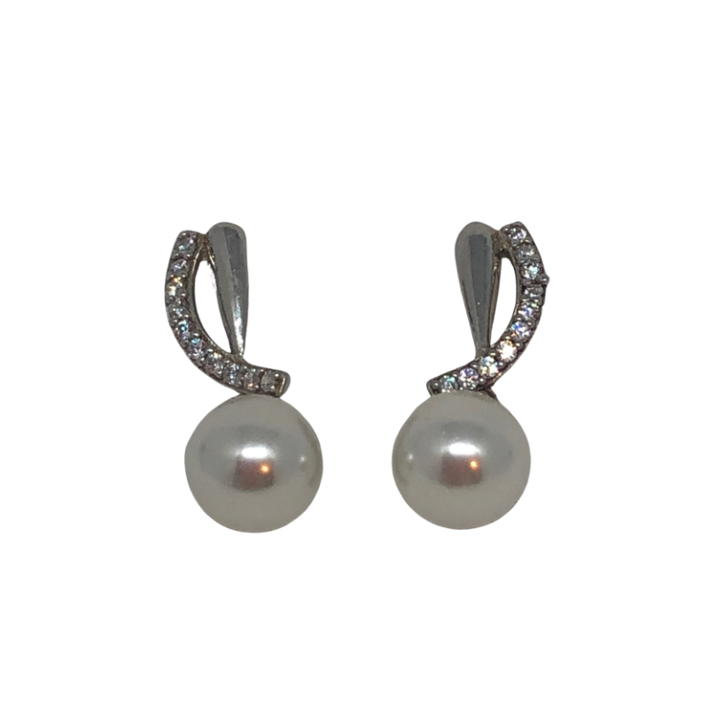 Sterling Silver Stone Set Earrings with Pearls