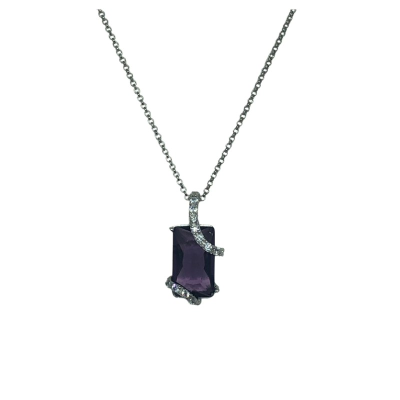 Sterling Silver Chain with a Amethyst Coloured Stone